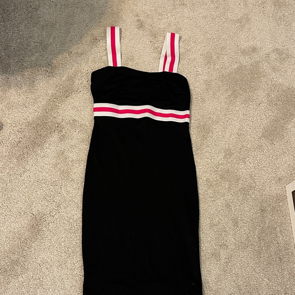 Black and Pink Striped Women's Dress